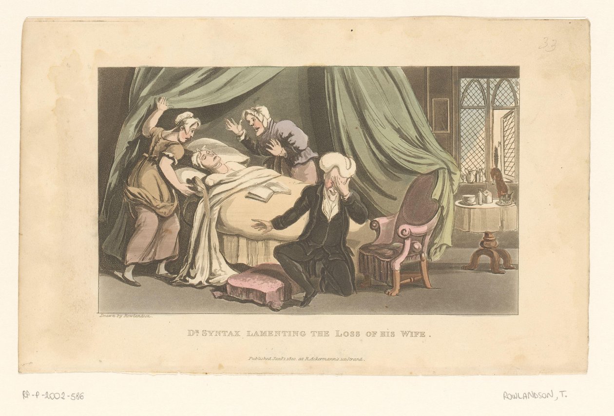 El Doctor Syntax llora la muerte de su esposa de Thomas Rowlandson