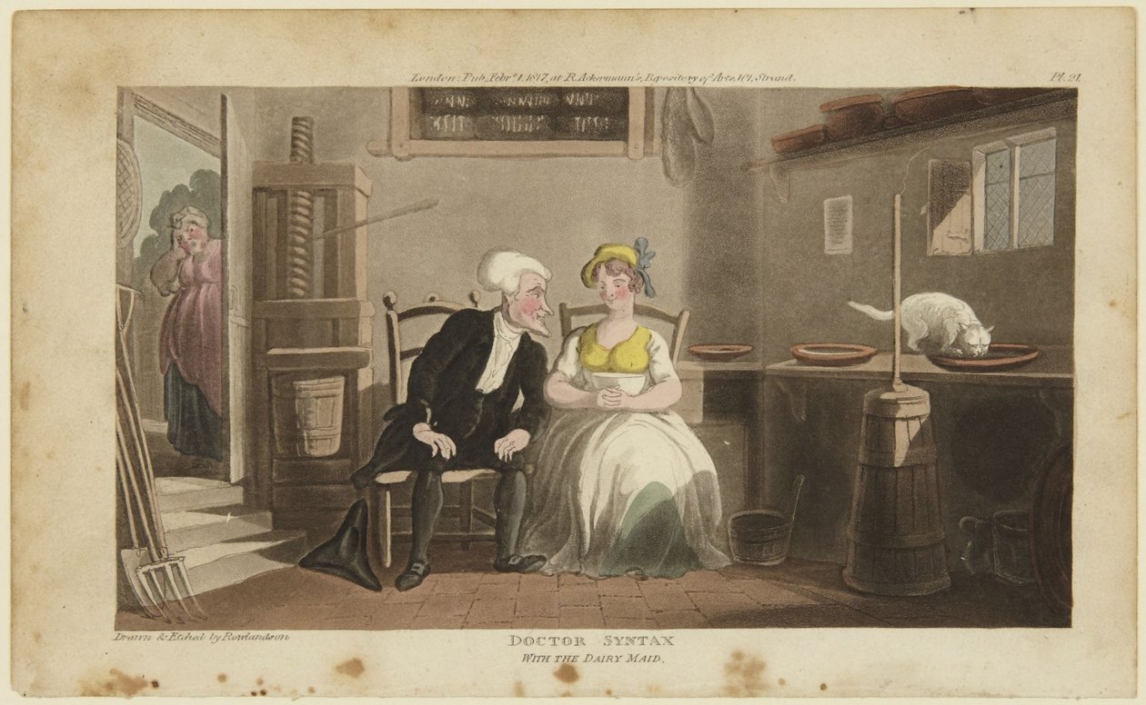 El doctor Syntax y la lechera de Thomas Rowlandson