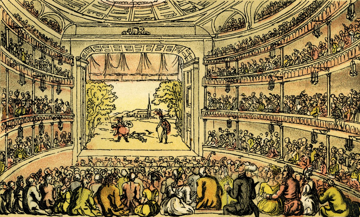 Dr. Syntax en el Teatro de Covent Garden de Thomas Rowlandson