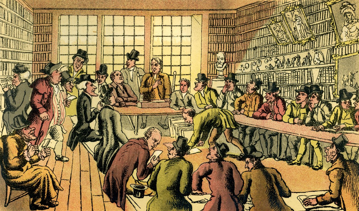 El Dr. Syntax en una subasta de Thomas Rowlandson