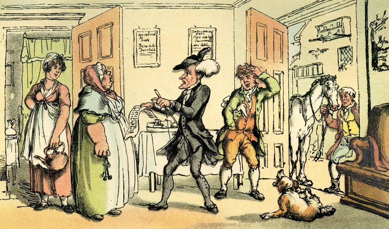 El Dr. Syntax discutiendo su cuenta con la casera de Thomas Rowlandson