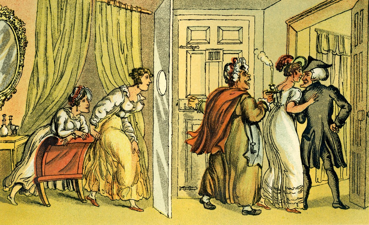 El Dr. Syntax en la casa de alojamiento equivocada de Thomas Rowlandson