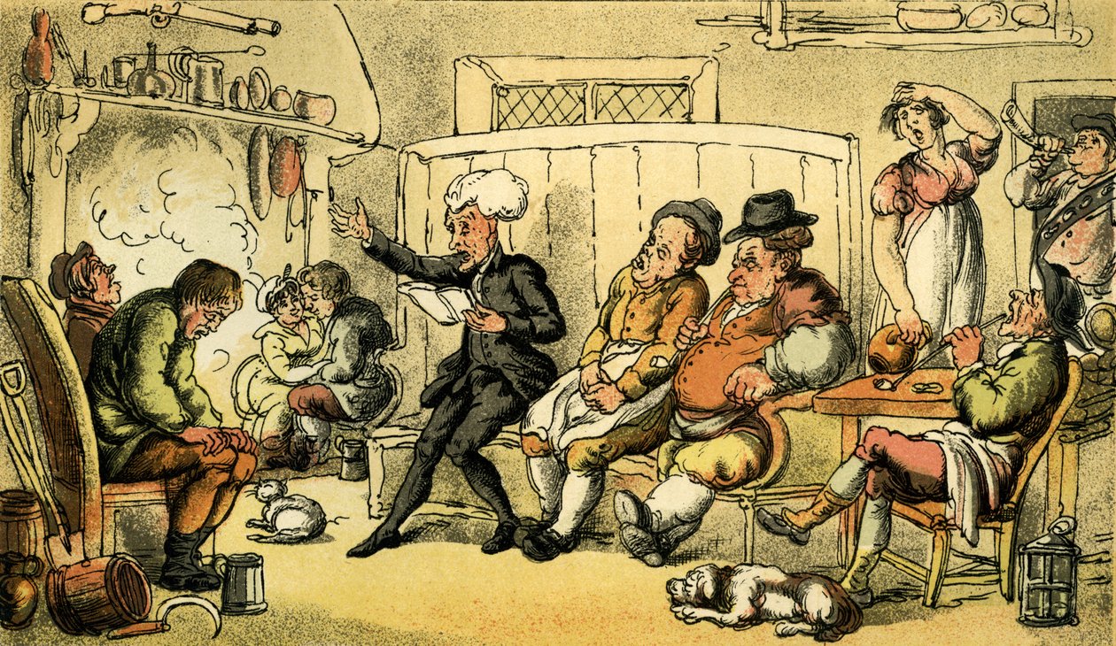 Dr. Syntax leyendo su tour de Thomas Rowlandson