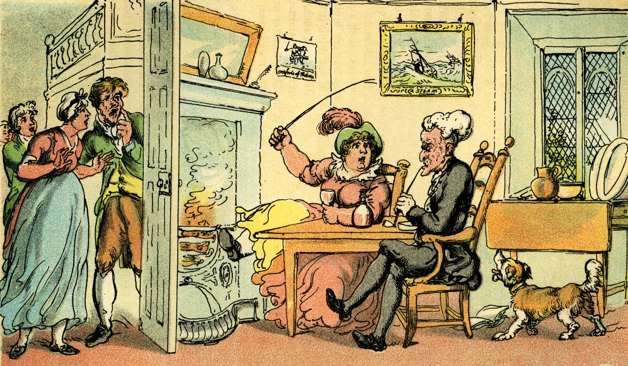 Dr. Syntax regresado de su tour de Thomas Rowlandson