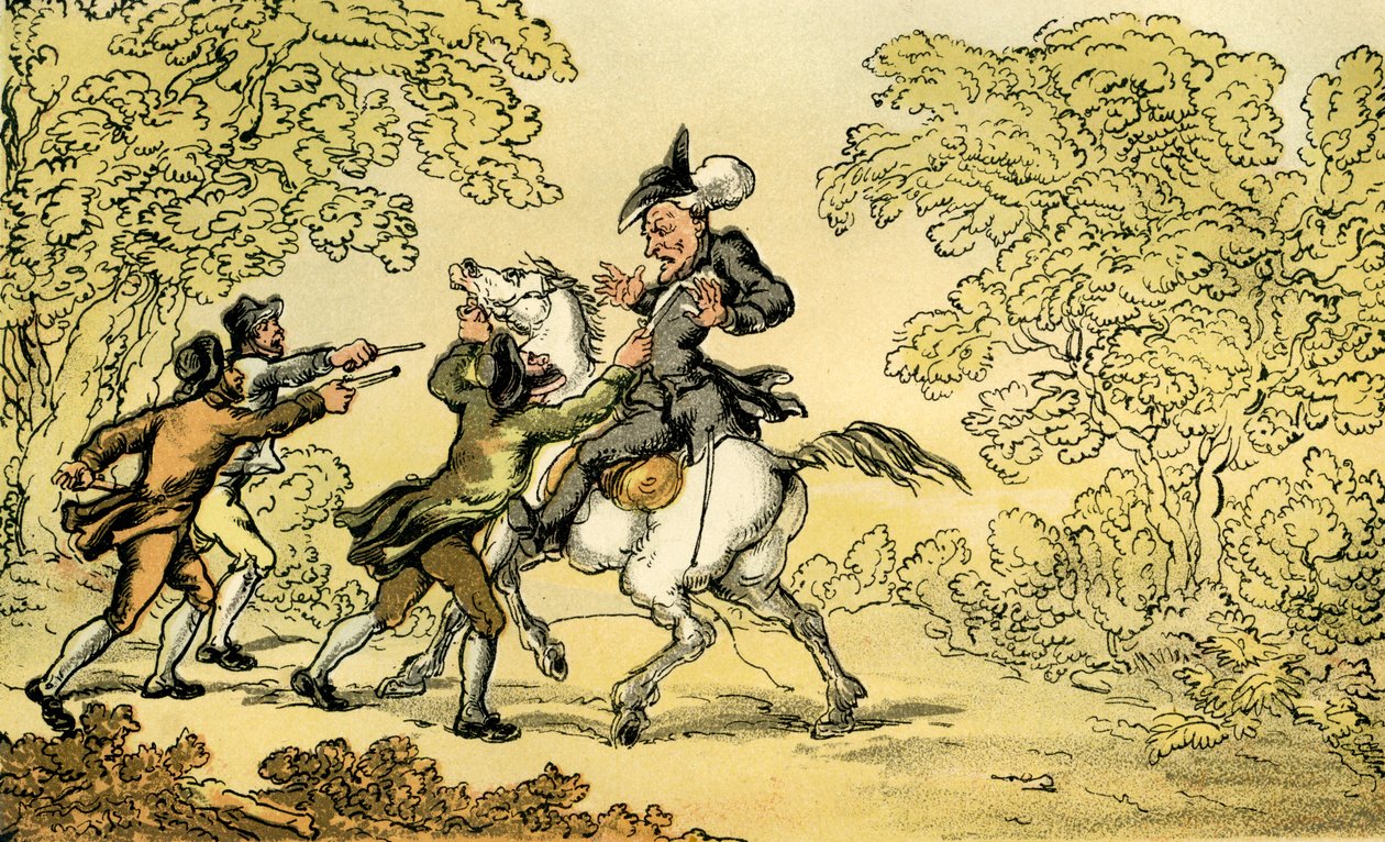 El Dr. Syntax detenido por bandidos de Thomas Rowlandson
