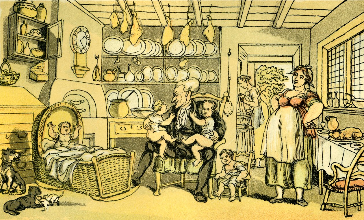 Dr. Syntax convertido en enfermero de Thomas Rowlandson