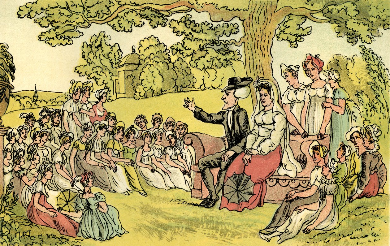 Dr. Syntax visita una escuela de internado de Thomas Rowlandson