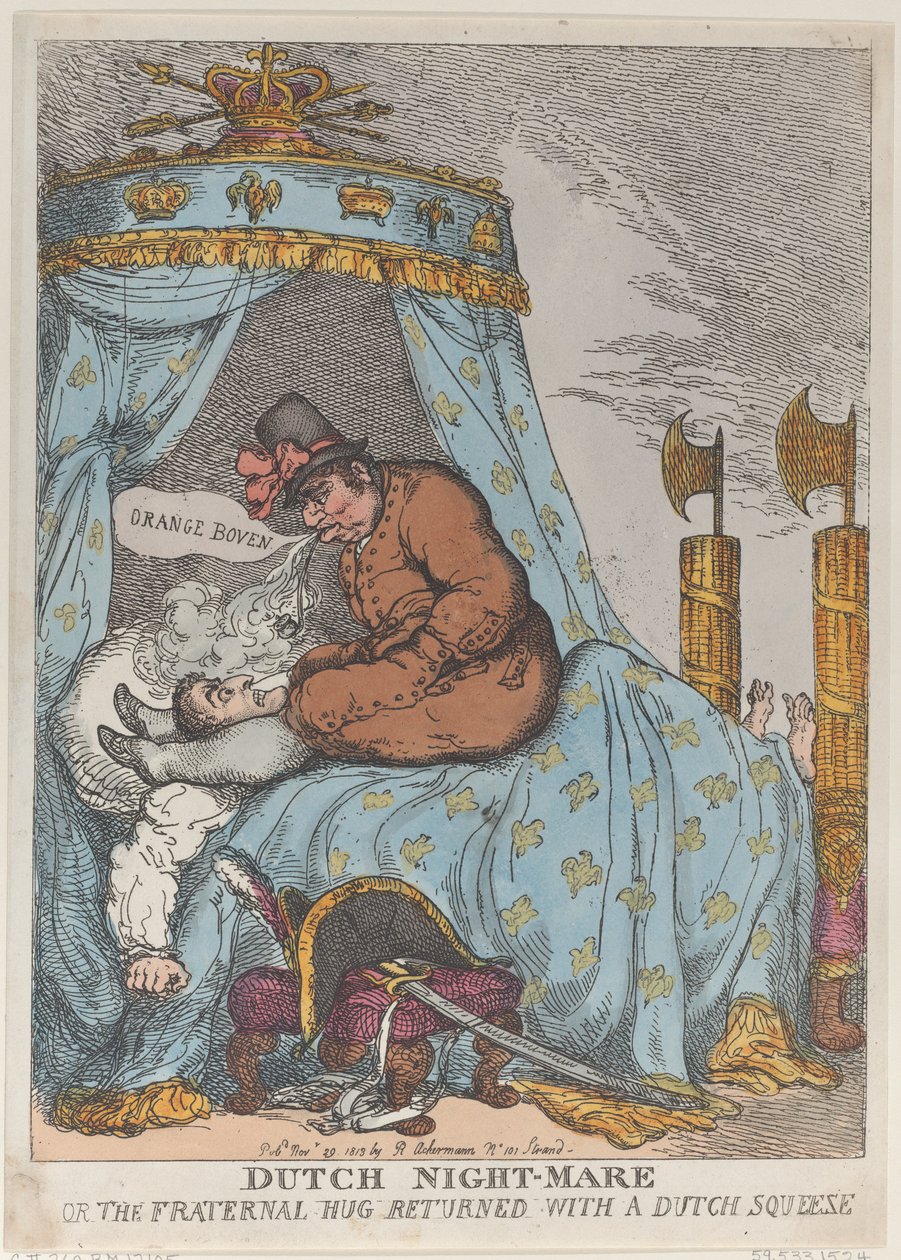 Pesadilla holandesa o el abrazo fraternal devuelto con un apretón holandés de Thomas Rowlandson