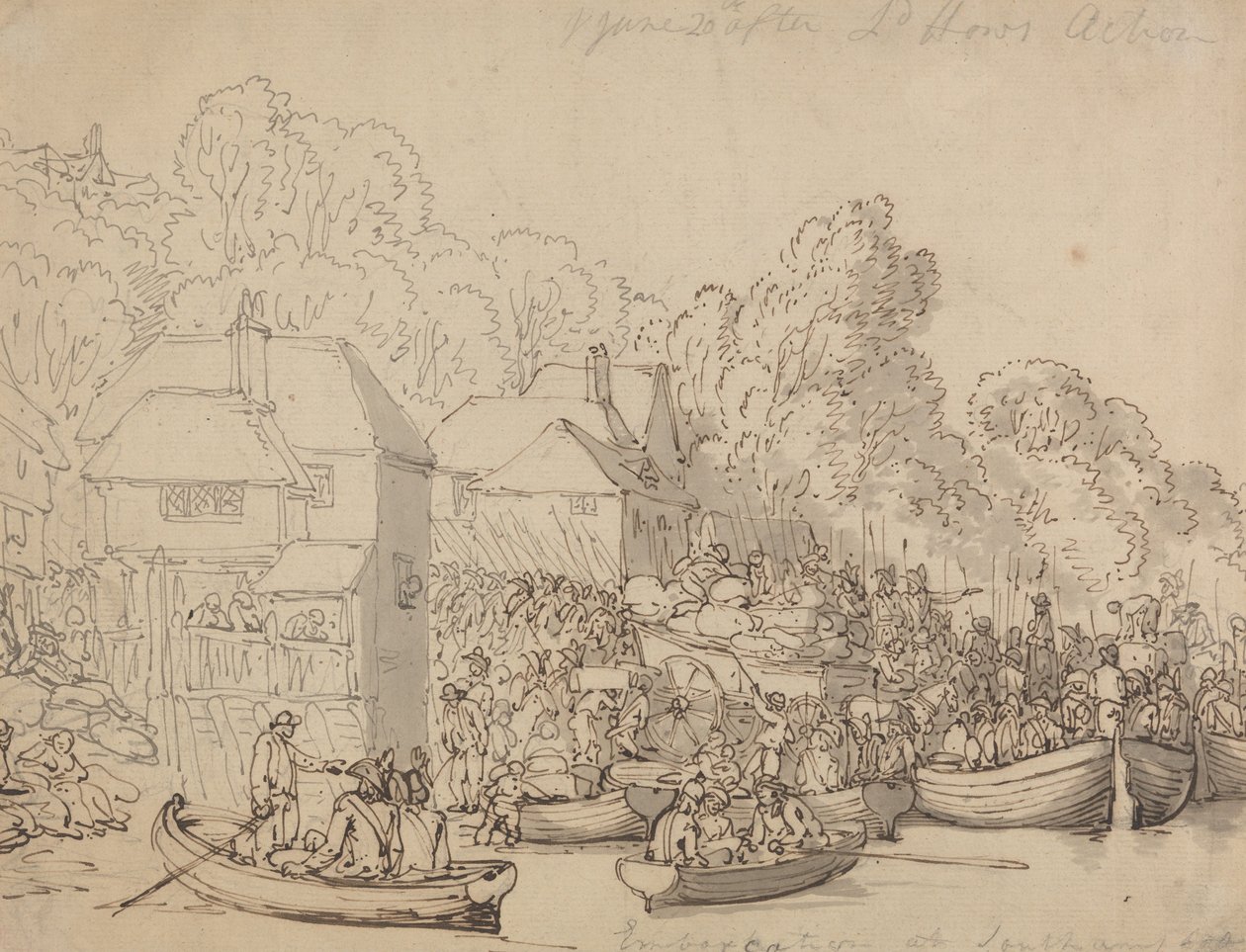 Embarque en Southampton, 20 de junio de 1794 (Versión A) de Thomas Rowlandson