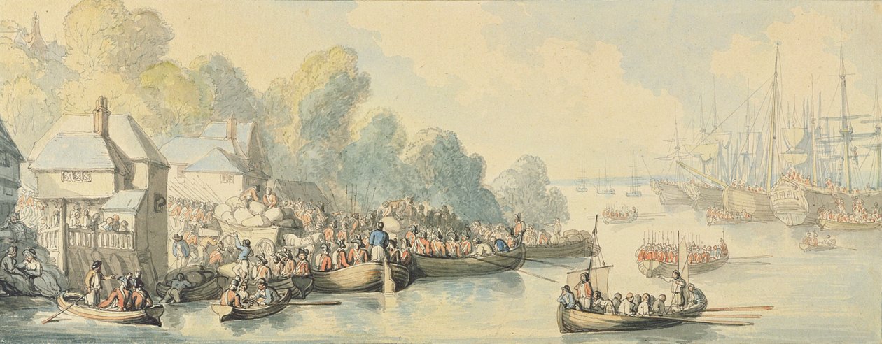 Embarque en Southampton el 20 de junio después de la Acción de Lord Howe - Versión B, c.1794 de Thomas Rowlandson