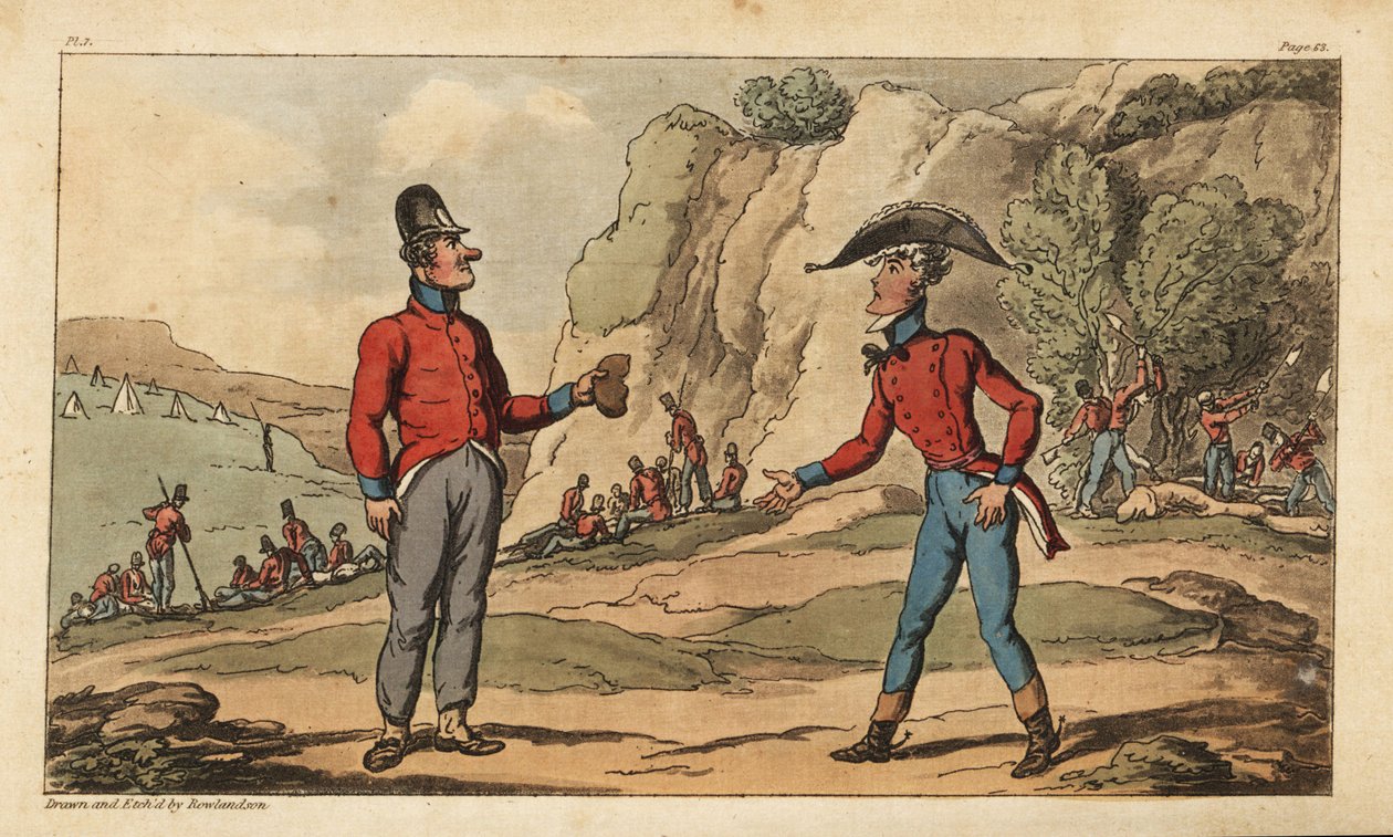 Alférez Johnny Newcome y su subalterno con raciones reducidas después de la Batalla de Salamanca de Thomas Rowlandson