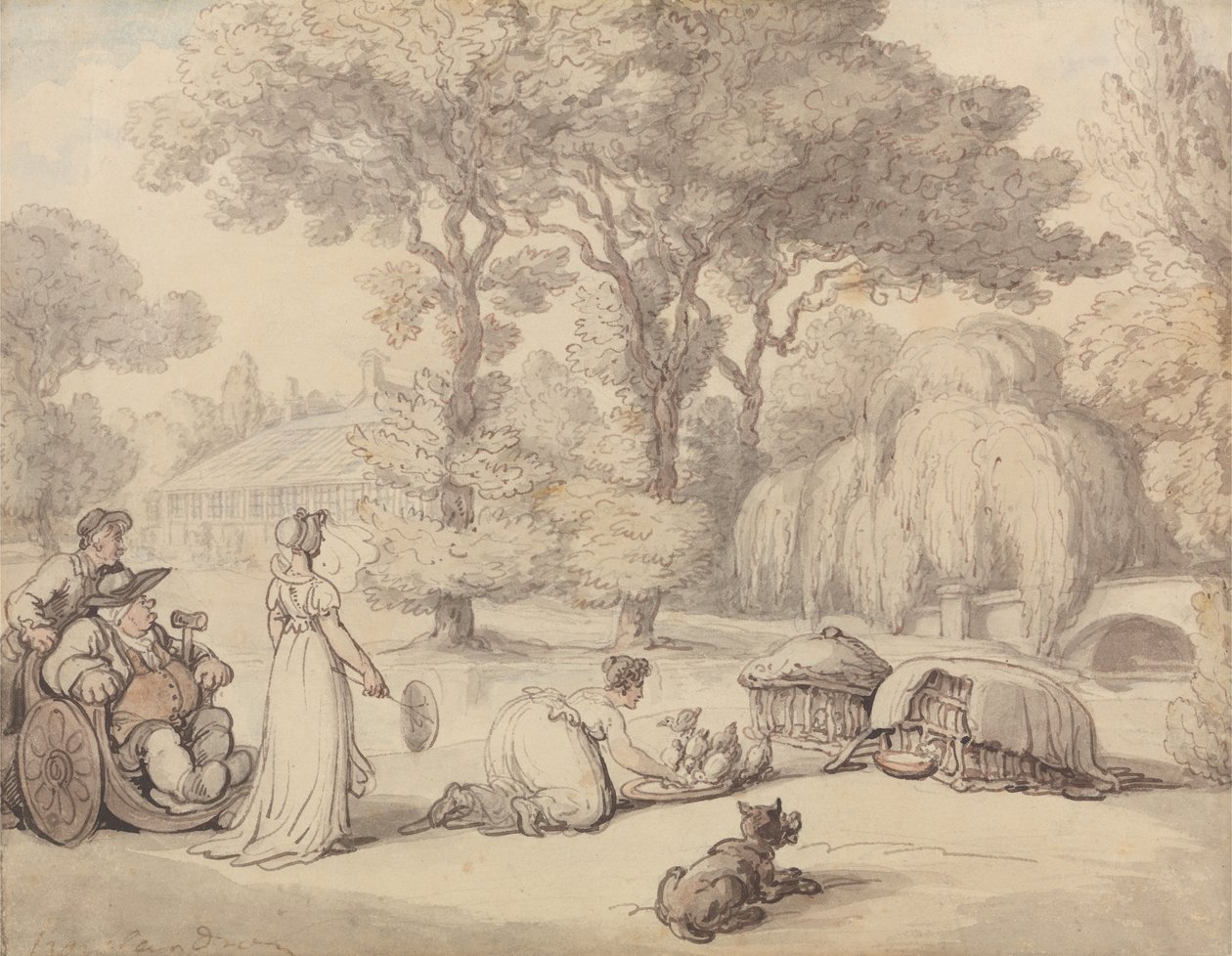 Dar de comer a los patitos de Thomas Rowlandson