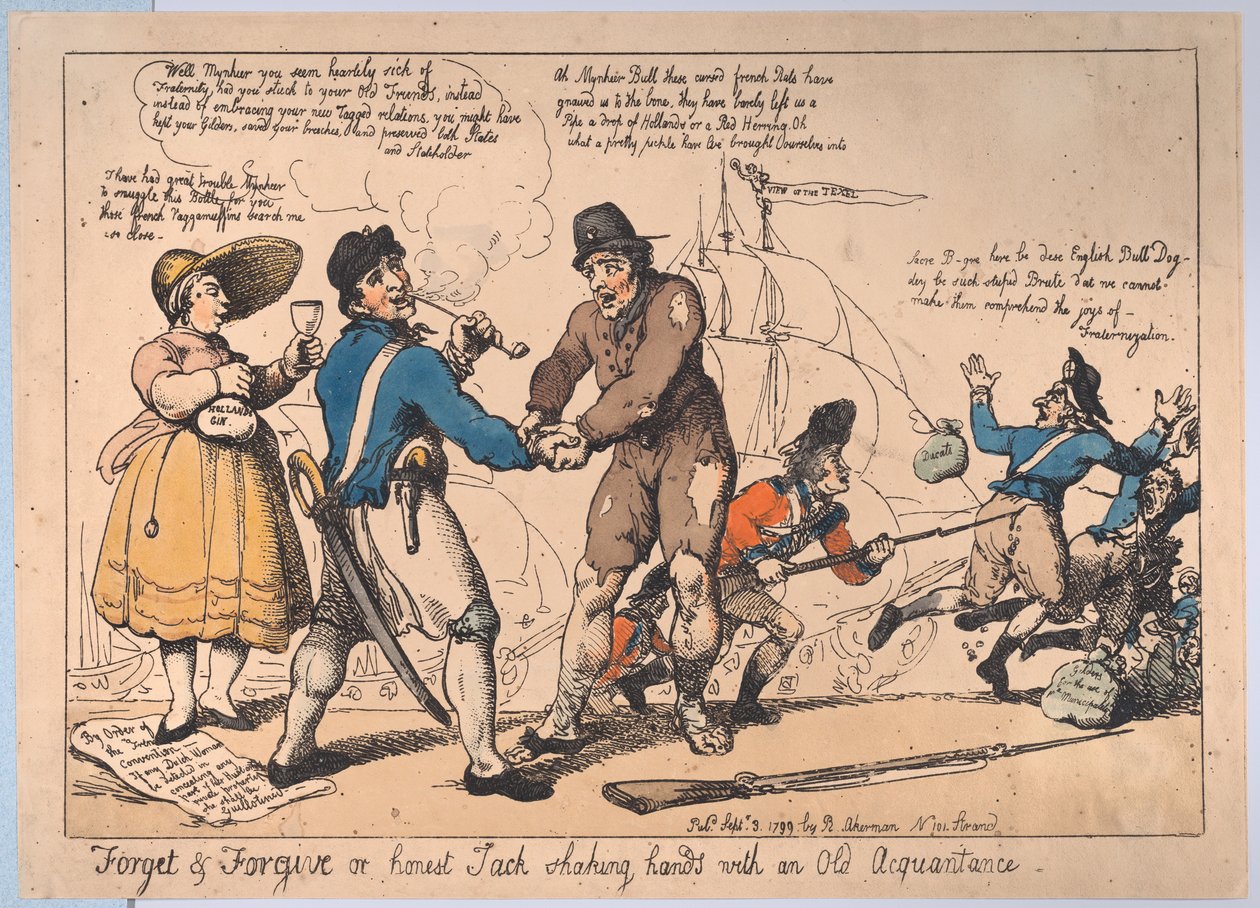 Olvidar y perdonar, o Jack el honesto estrechando la mano de un viejo conocido de Thomas Rowlandson