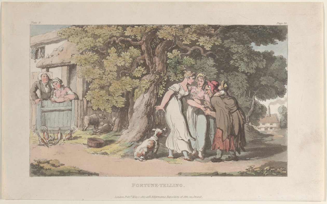 Adivinación, del Vicar of Wakefield de Thomas Rowlandson