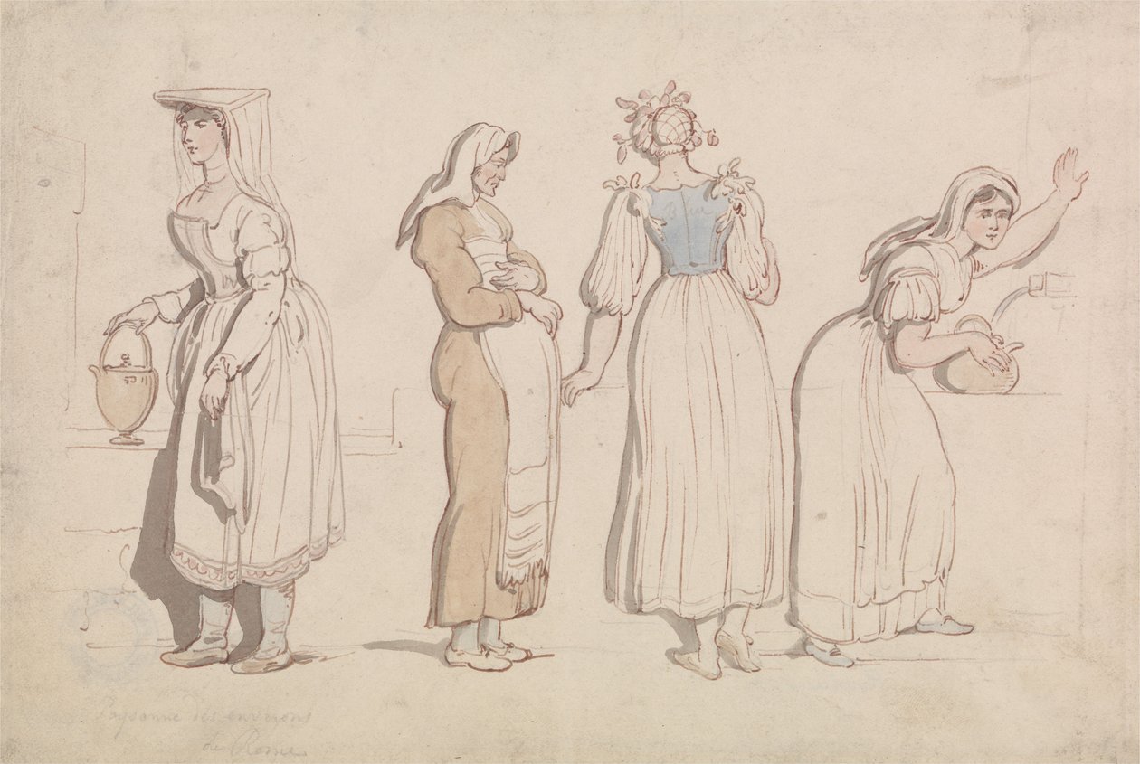 Cuatro mujeres junto a un pozo en Roma de Thomas Rowlandson