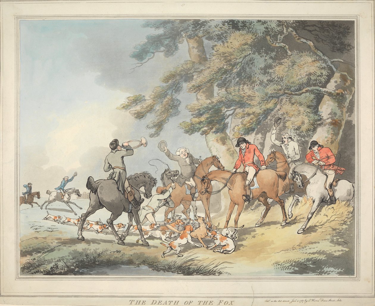 La caza del zorro [serie de seis]:   3. La muerte del zorro de Thomas Rowlandson