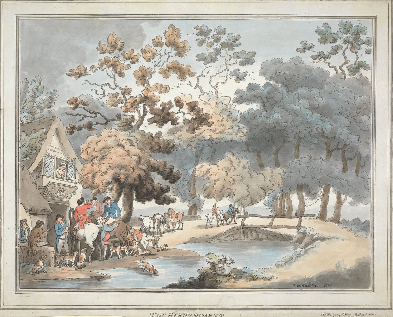 La caza del zorro [serie de seis]:   4. El refrigerio de Thomas Rowlandson