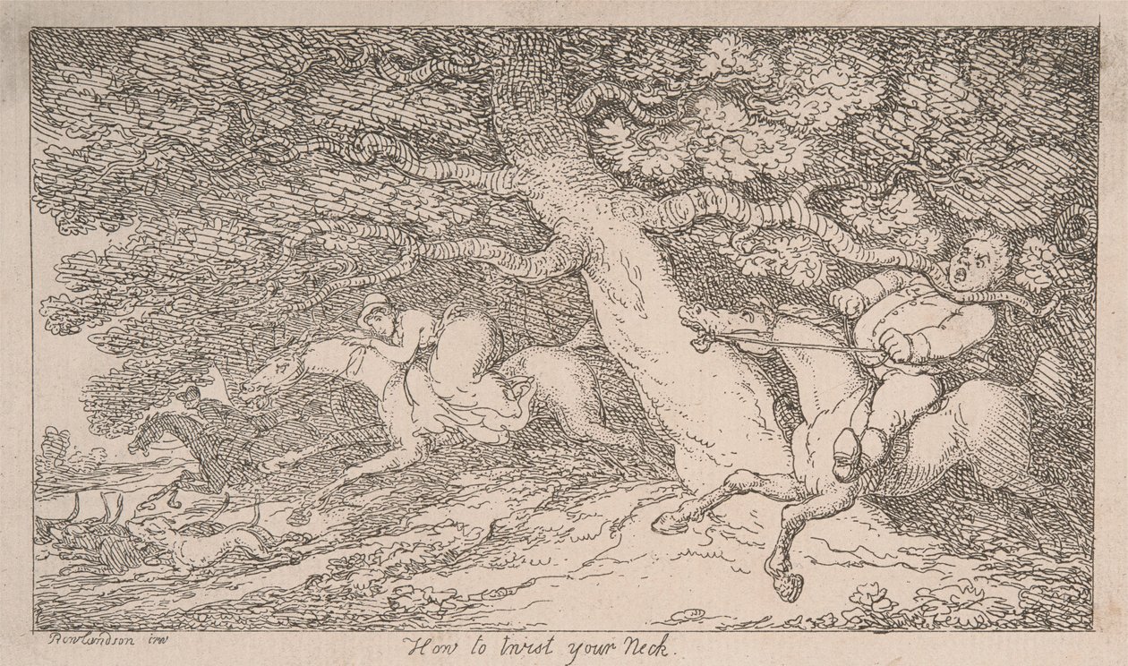 La caza del zorro: cómo torcerse el cuello [de «Consejos para deportistas»] de Thomas Rowlandson