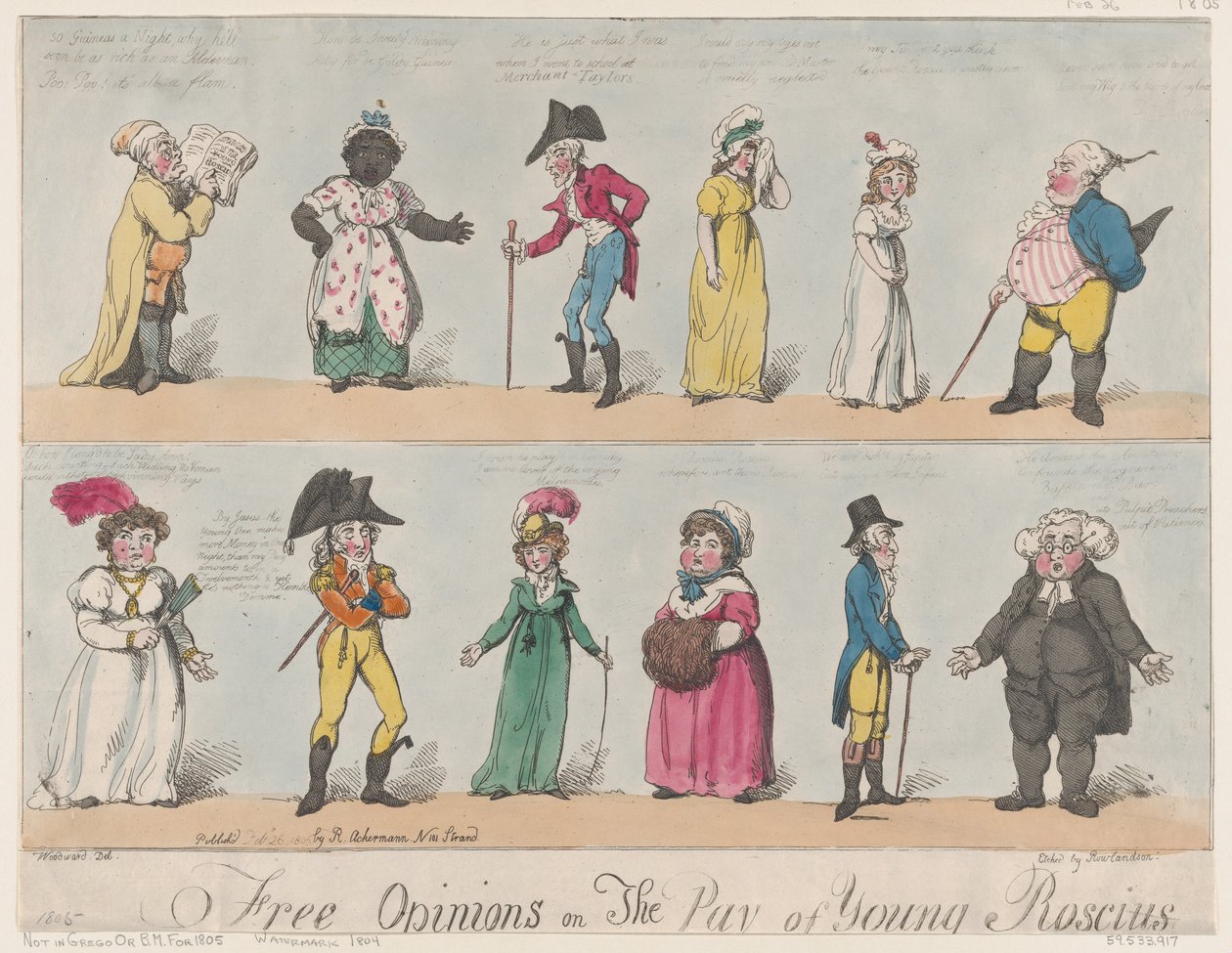 Opiniones libres sobre el salario del joven Roscius, 26 de febrero de 1805 de Thomas Rowlandson