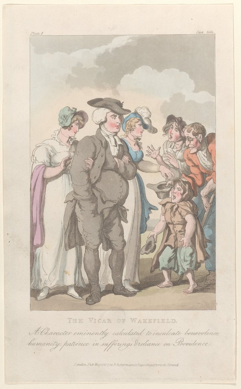 Frontispicio: El vicario de Wakefield, de El vicario de Wakefield, 1 de mayo de 1817 de Thomas Rowlandson