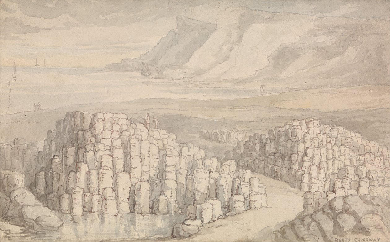 La Calzada de los Gigantes, Antrim, Irlanda. de Thomas Rowlandson