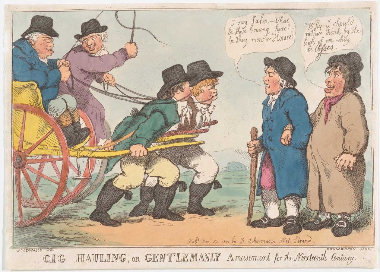 Arrastre de gig, o entretenimiento caballeresco para el siglo XIX, 3 de abril de 1801 de Thomas Rowlandson