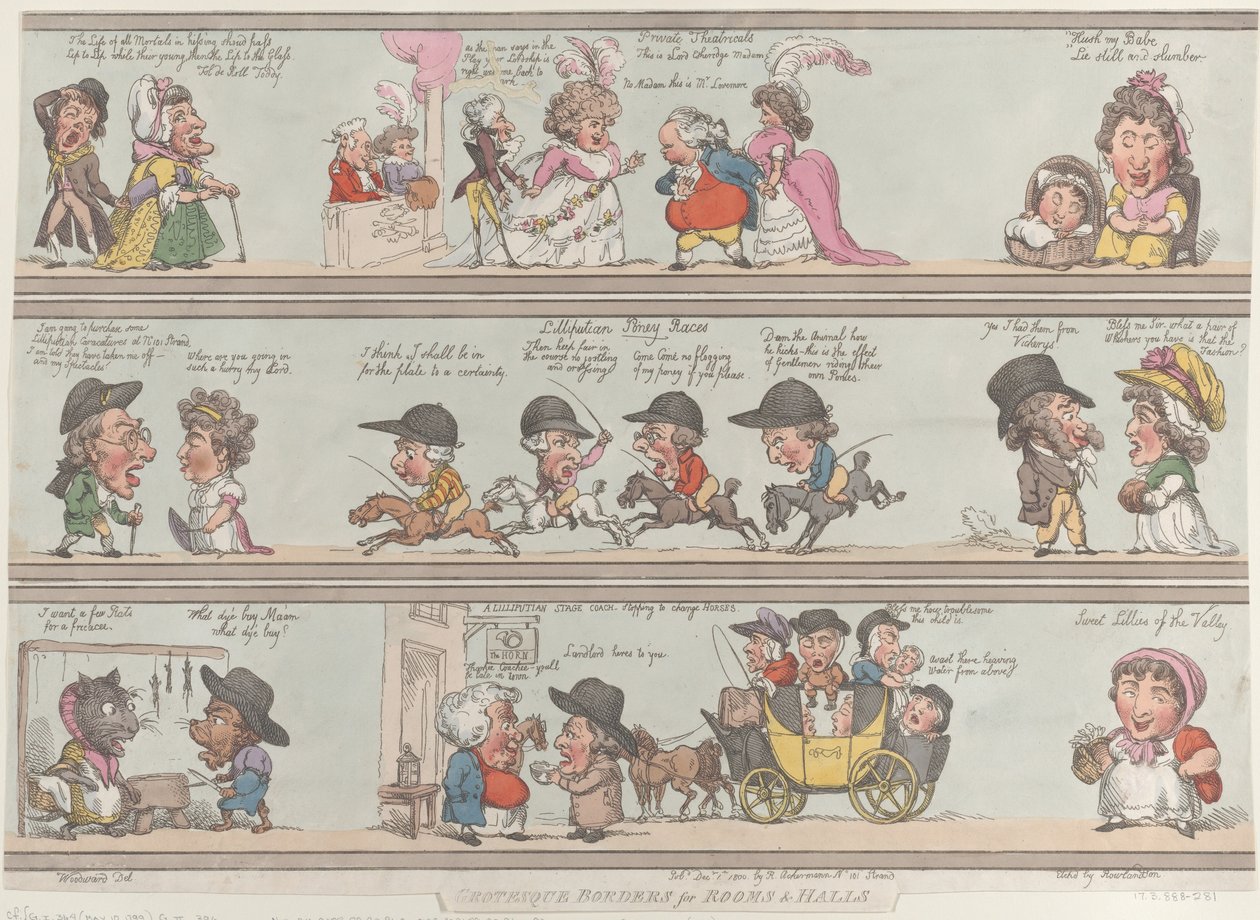 Bordes grotescos para habitaciones y salones de Thomas Rowlandson