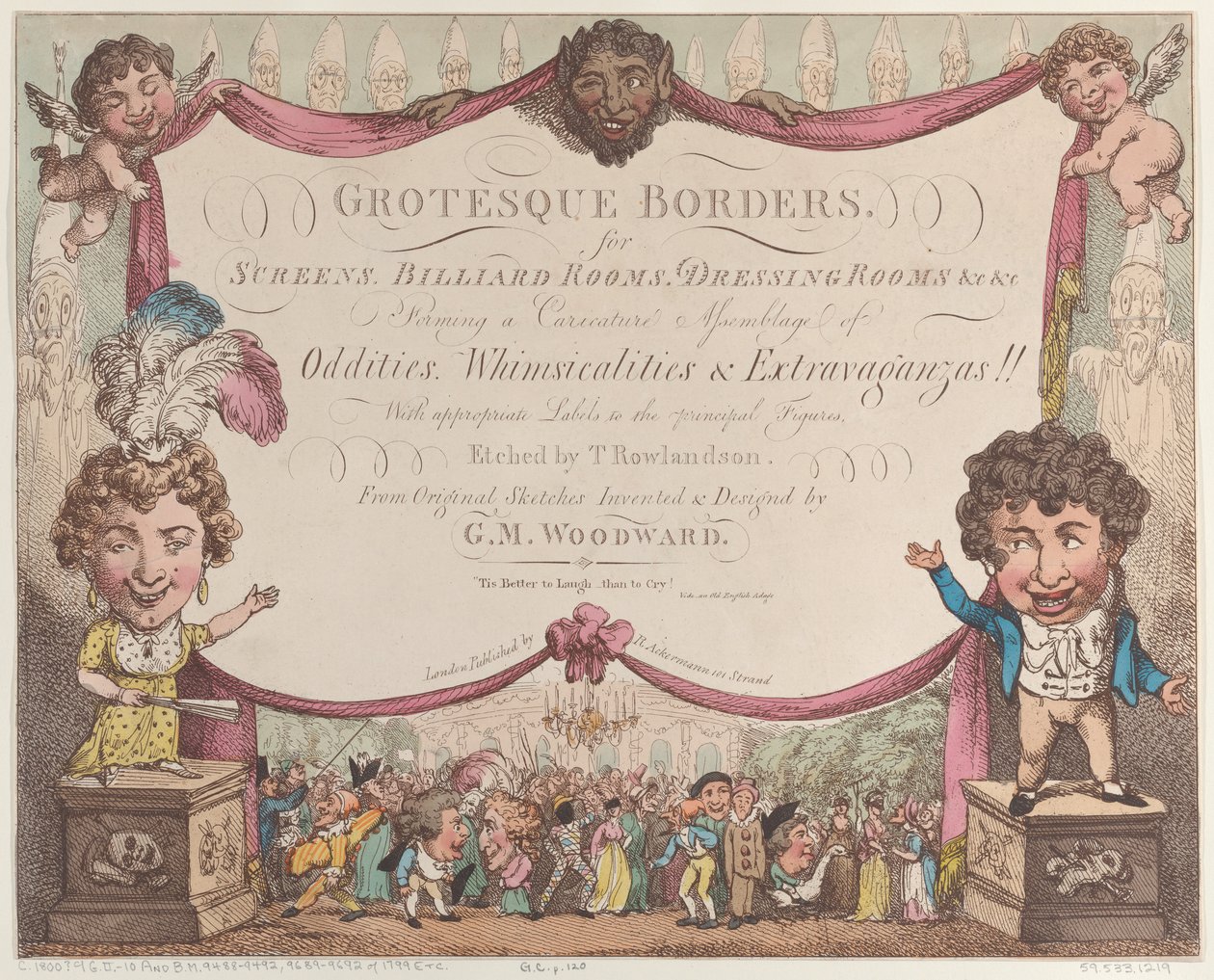 Bordes grotescos para pantallas, salas de billar, vestidores, etc., 1799-1800 de Thomas Rowlandson