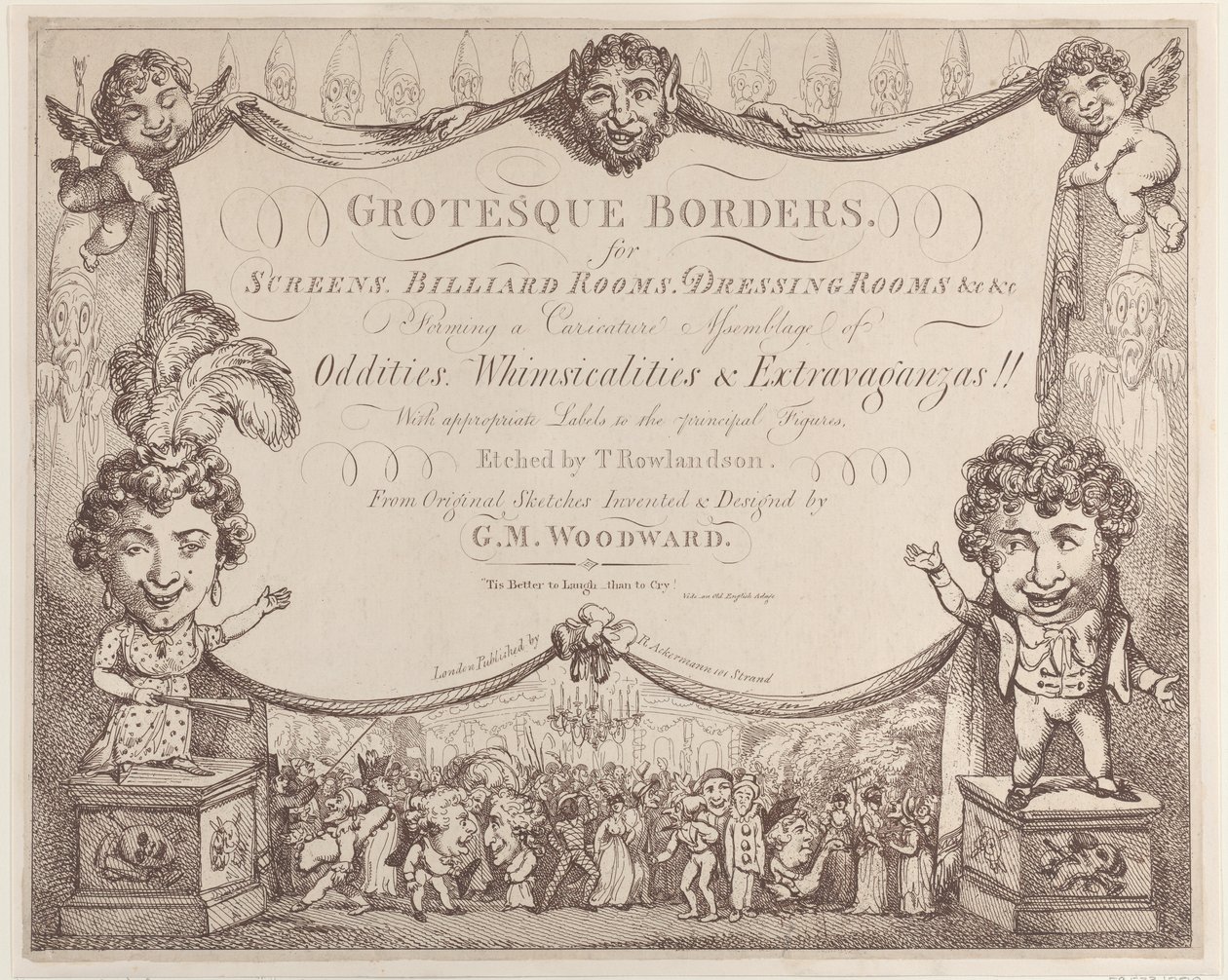 Bordes Grotescos para Pantallas, Salas de Billar, Vestidores, etc., 1799-1800 de Thomas Rowlandson