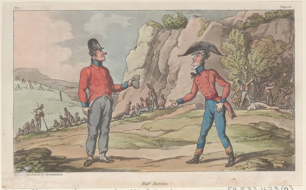 Medias raciones, de Las aventuras militares de Johnny Newcome de Thomas Rowlandson