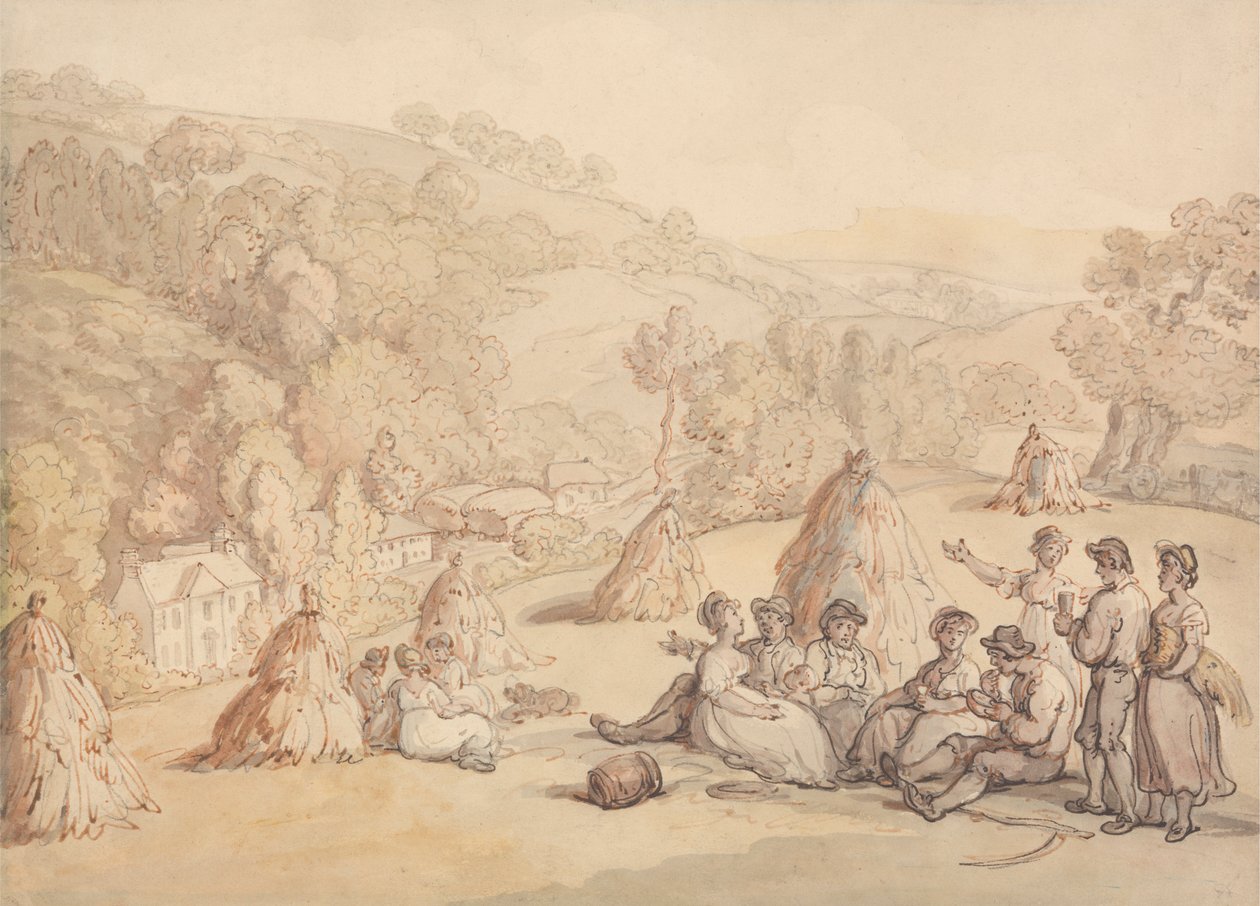 Cosechadoras descansando en un campo de maíz de Thomas Rowlandson