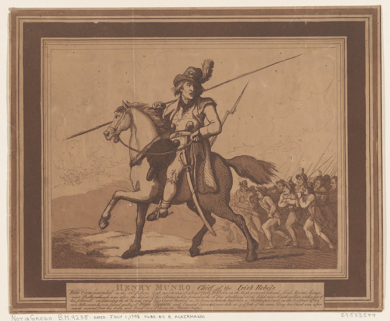 Henry Munro, líder de los rebeldes irlandeses de Thomas Rowlandson