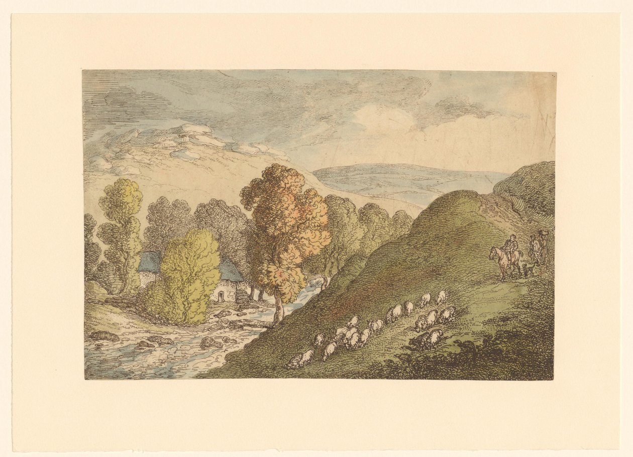 Paisaje montañoso con ovejas de Thomas Rowlandson