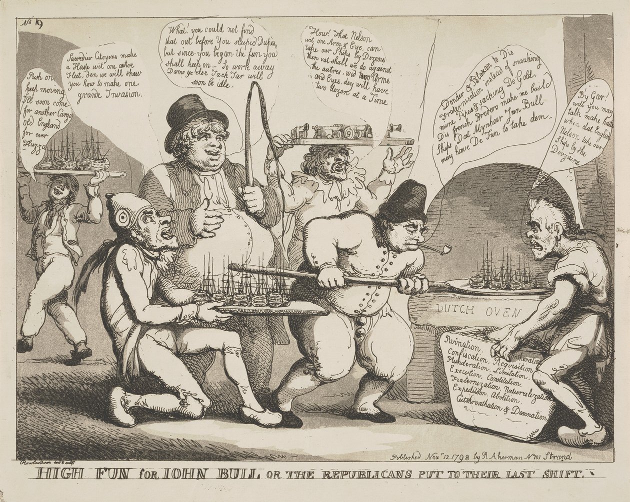 «Diversión a lo grande para John Bull» o «Los republicanos en su última jugada» de Thomas Rowlandson