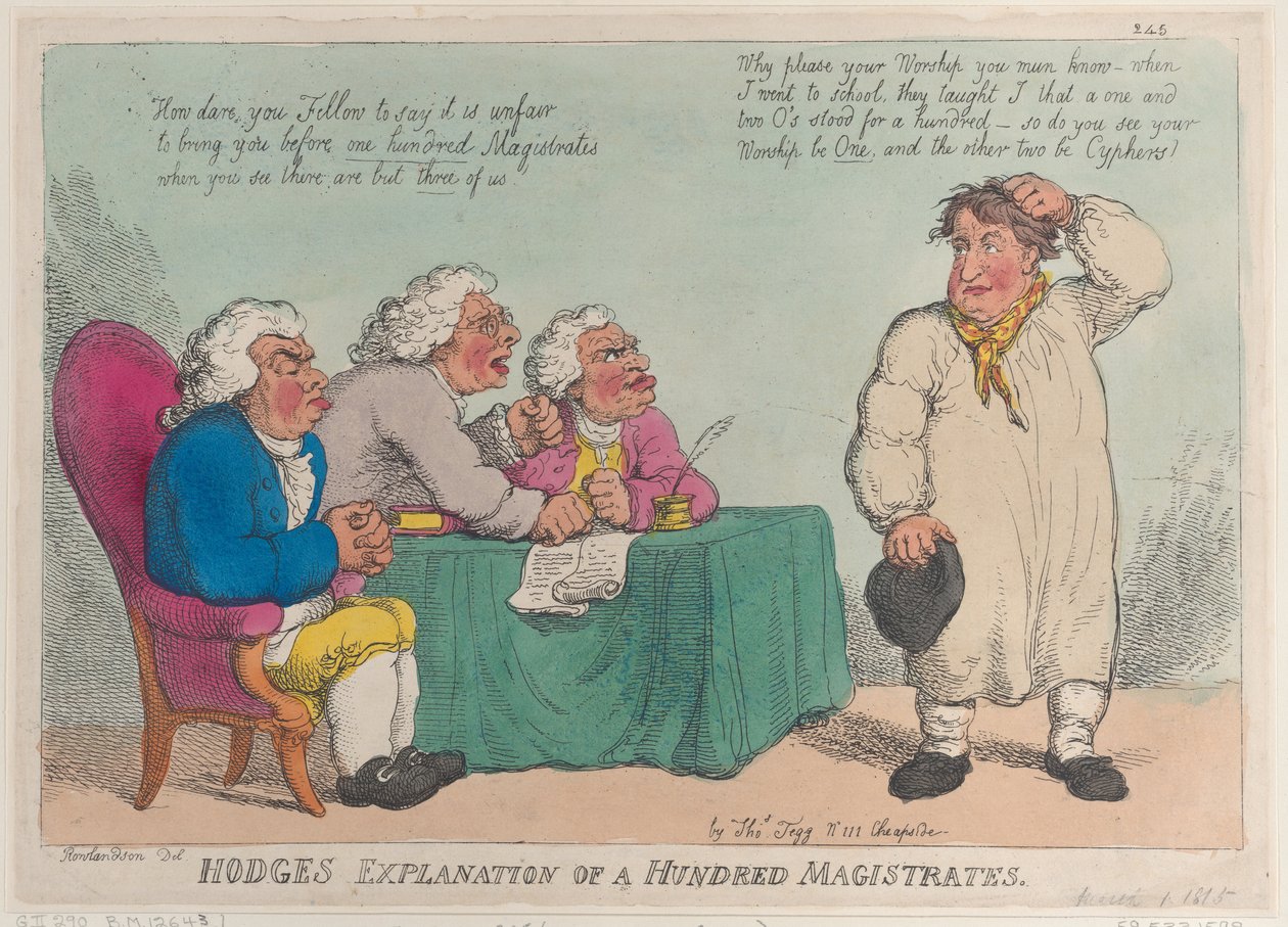 Explicación de Hodge de cien magistrados, 1 de marzo de 1815 de Thomas Rowlandson