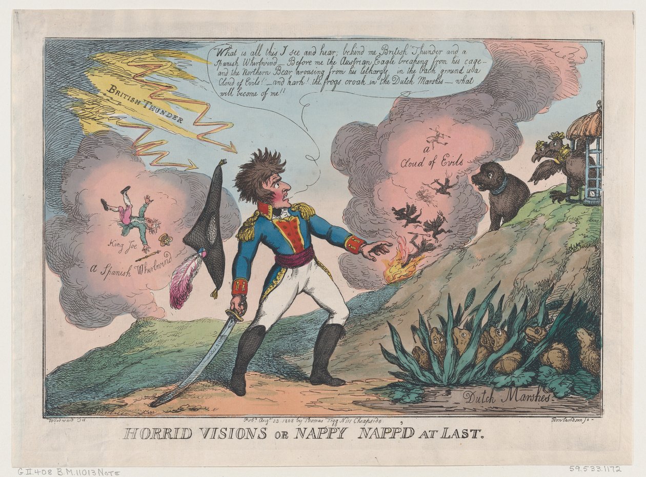 Horribles visiones de Nappy atrapado al fin, 23 de agosto de 1808 de Thomas Rowlandson
