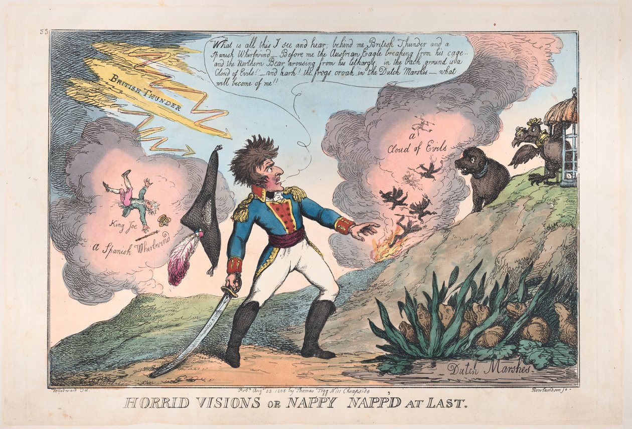 Horribles Visiones de Nappy Capturado al Fin, 23 de agosto de 1808 de Thomas Rowlandson