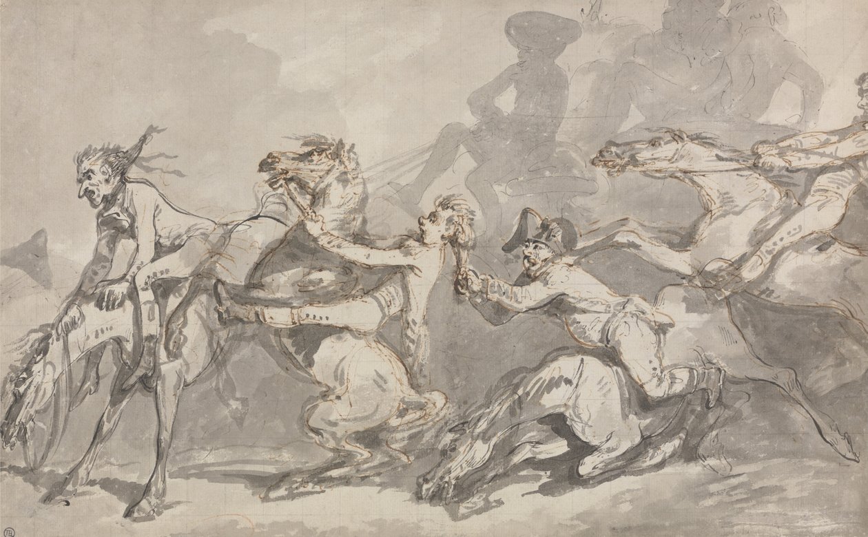 Choque entre jinetes de Thomas Rowlandson