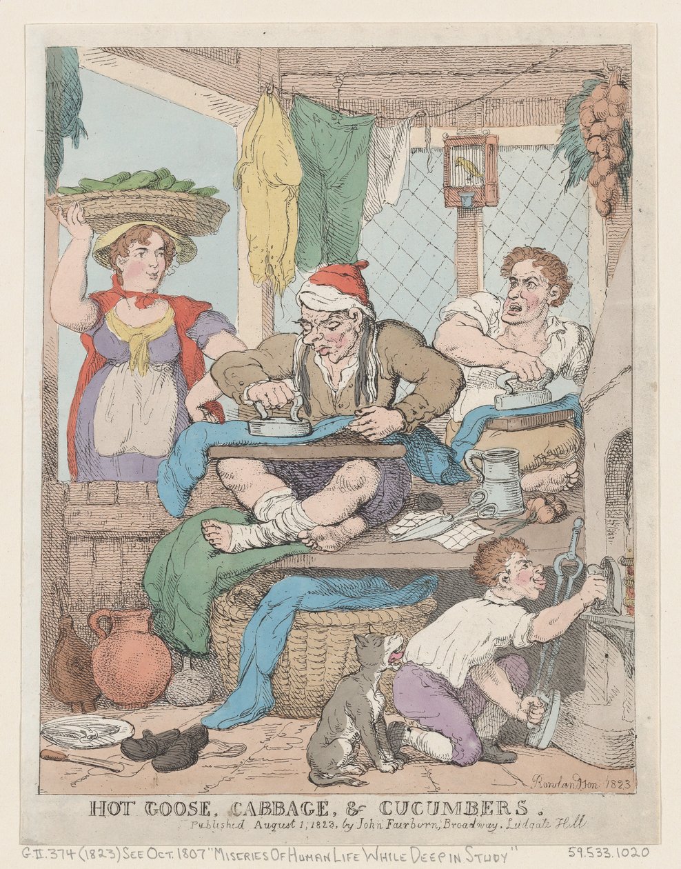 Ganso caliente, repollo y pepinos, 1823 de Thomas Rowlandson