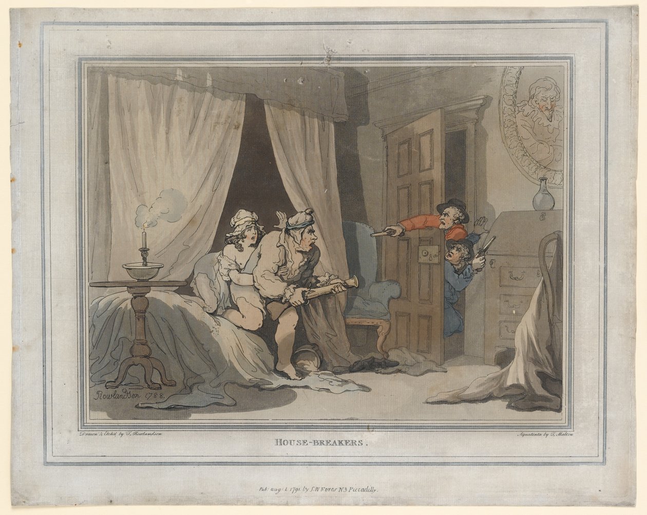 Ladrones de casas, grabado hecho por Thomas Molten, 1791 de Thomas Rowlandson