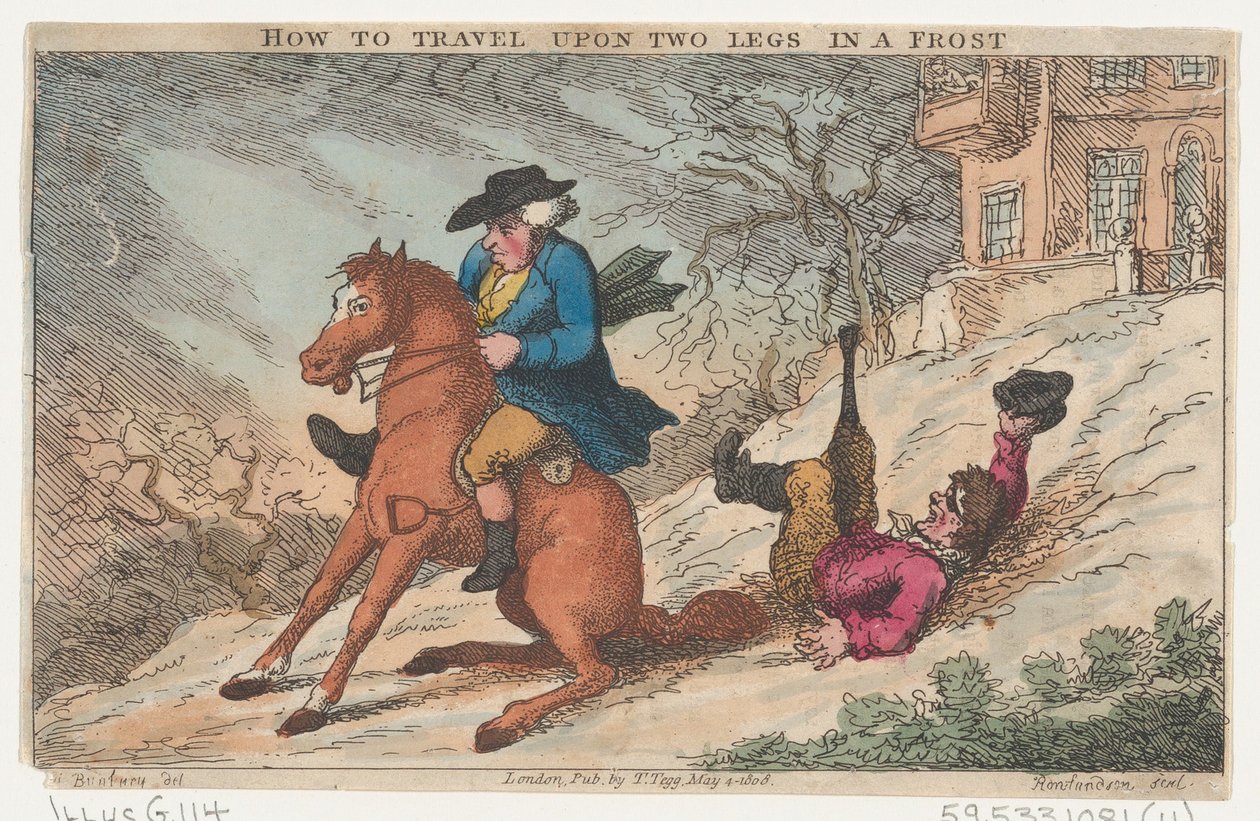 Cómo viajar sobre dos piernas en una helada, 4 de mayo de 1808 de Thomas Rowlandson