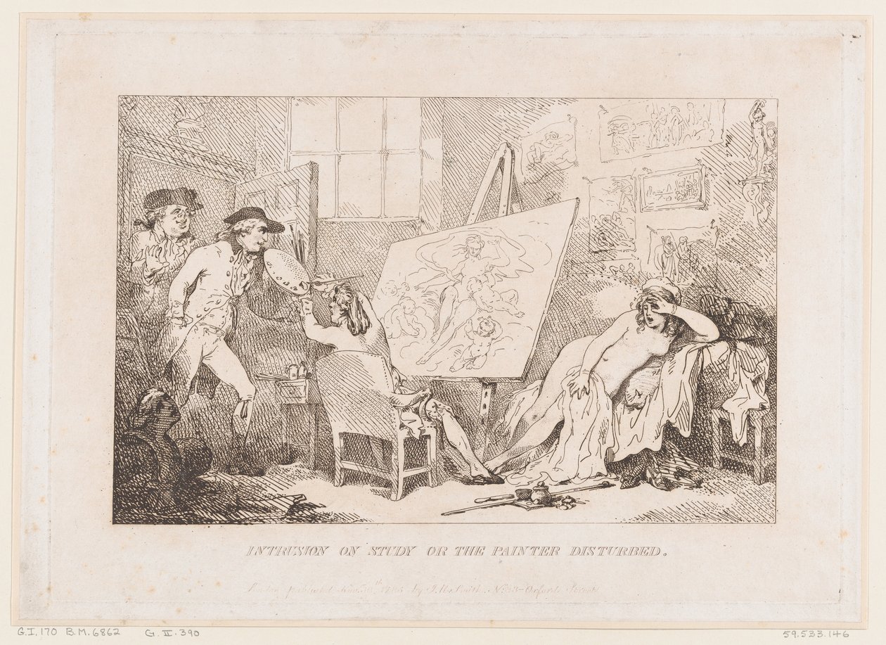 «Intrusión en el estudio» o «El pintor interrumpido» de Thomas Rowlandson