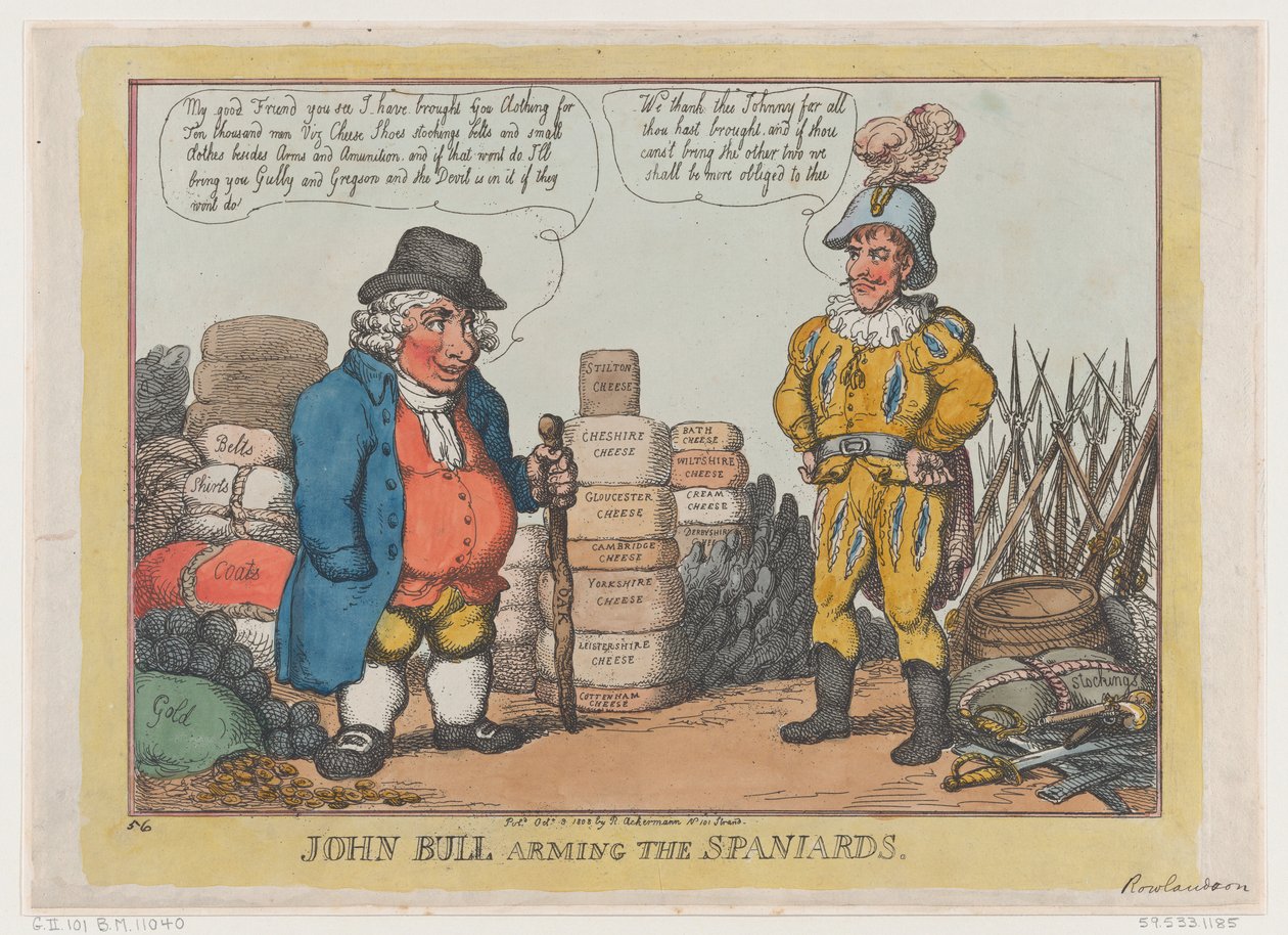 John Bull armando a los españoles, 3 de octubre de 1808 de Thomas Rowlandson