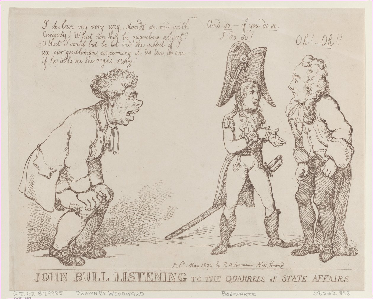 John Bull escuchando las disputas de los asuntos de estado, 1 de mayo de 1803 de Thomas Rowlandson