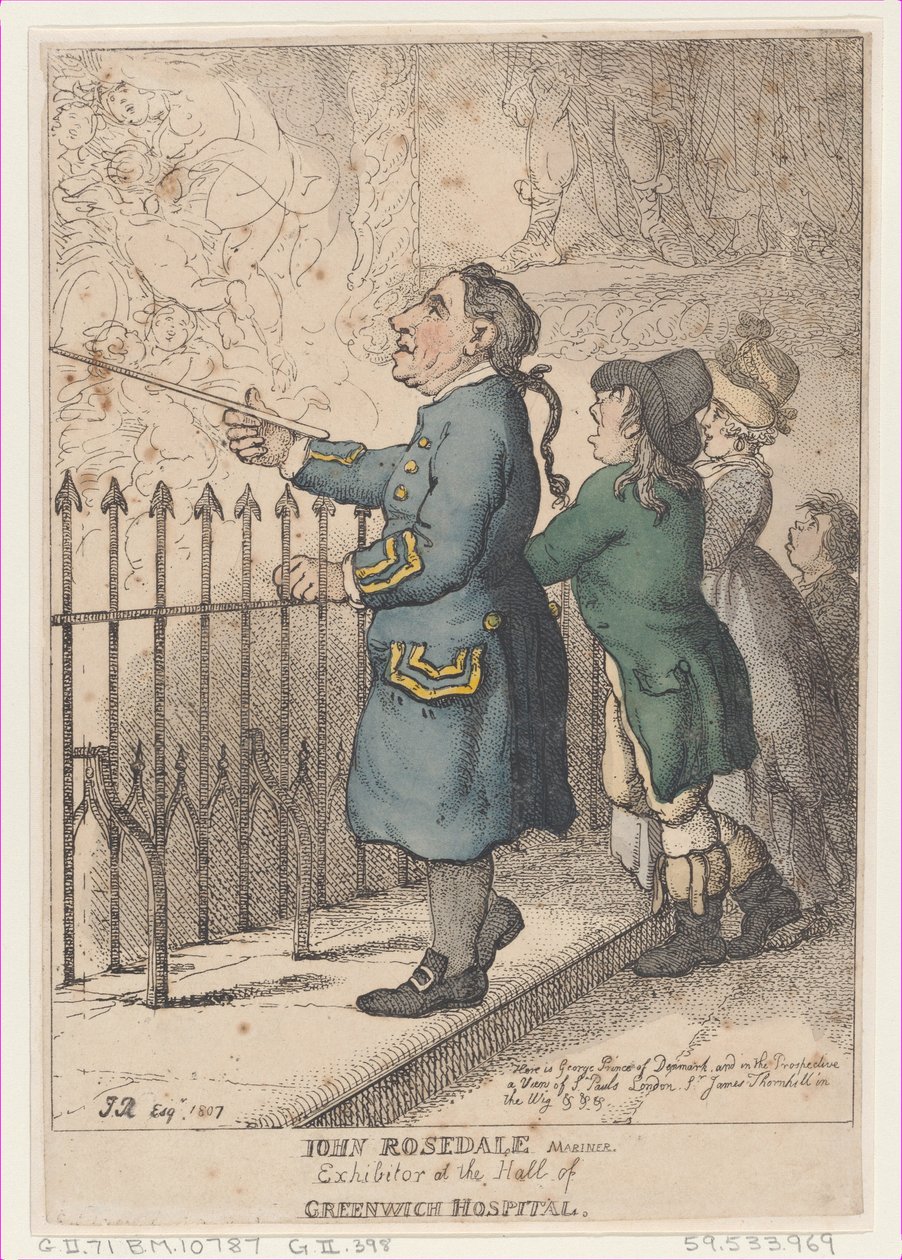 John Rosedale marinero, expositor en el Salón del Hospital de Greenwich, 26 de abril de 1807 de Thomas Rowlandson