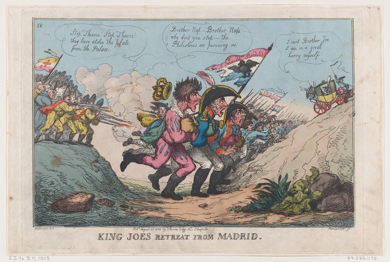 Retirada del Rey Joe de Madrid, 21 de agosto de 1808 de Thomas Rowlandson