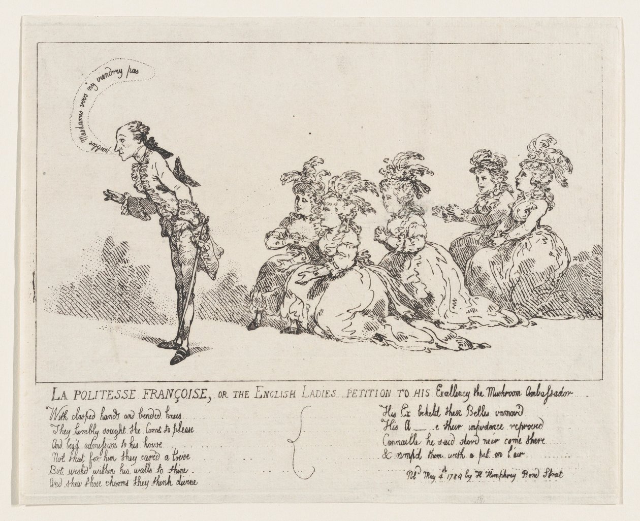 La cortesía francesa, o La petición de las damas inglesas a Su Excelencia el Mushro..., 4 de mayo de 1789 de Thomas Rowlandson
