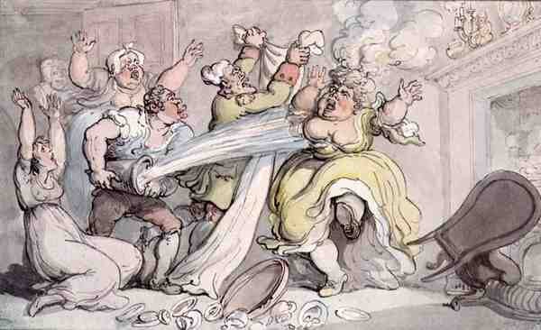 Dama con su Peluca en Llamas de Thomas Rowlandson