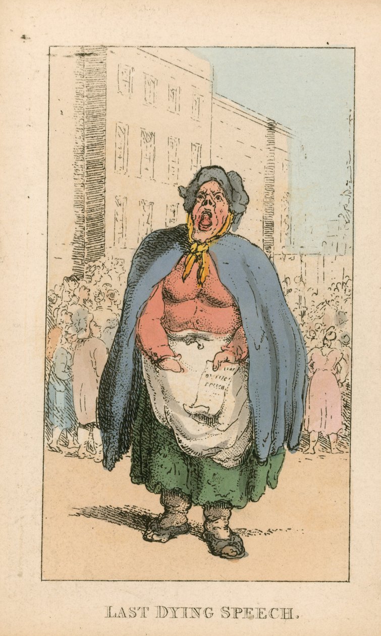 Último discurso de muerte (grabado en color) de Thomas Rowlandson