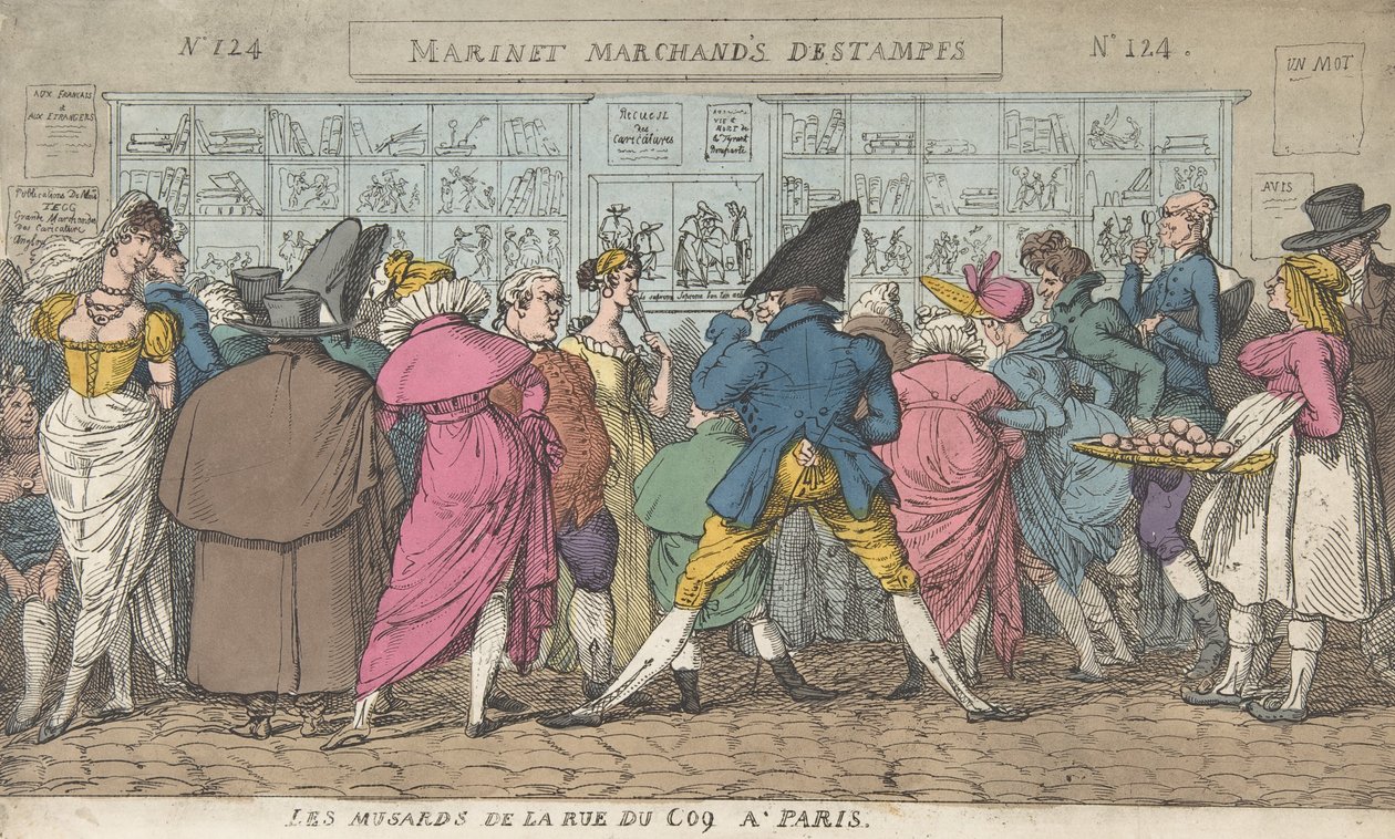 Les Musards de la Rue du Coq en París, ca. 1810 de Thomas Rowlandson